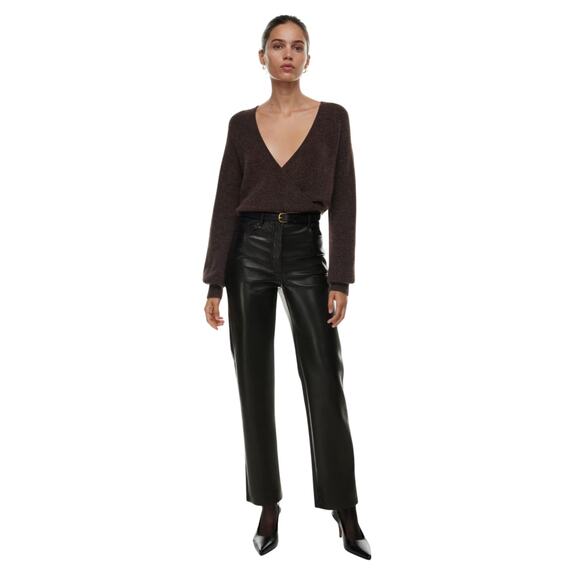 Wilfred Aritzia Melina Faux Leather Pants Black Women’s 8 Minimalist Futurism - Picture 2 of 16
